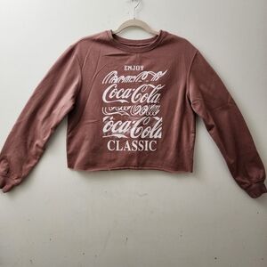 Coca-Cola M Dusty Rose Cropped Soft Sweatshirt Athleisure Chic Gym Streetwear